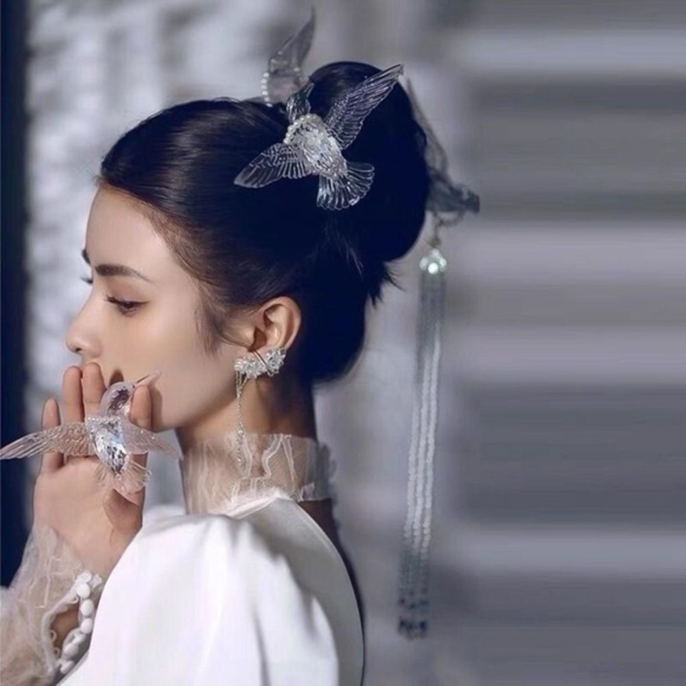 Women headwear fringe bridal wedding dress hair accessories magpie set